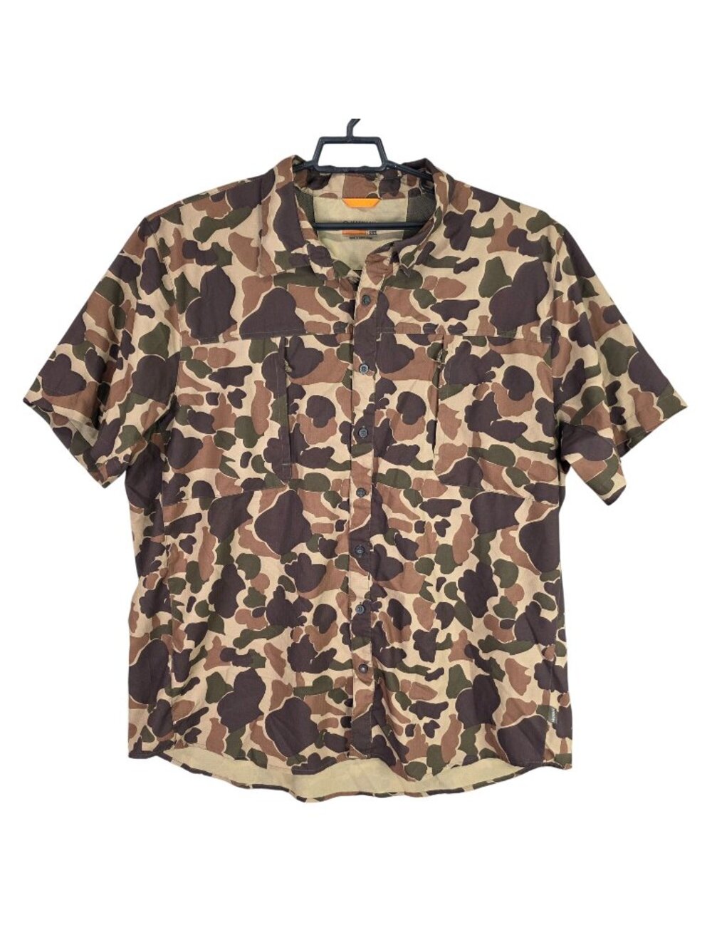 Mens Magellan Outdoors Brown & Green Camo Short Sleeve Button Up Shirt Size 2XL